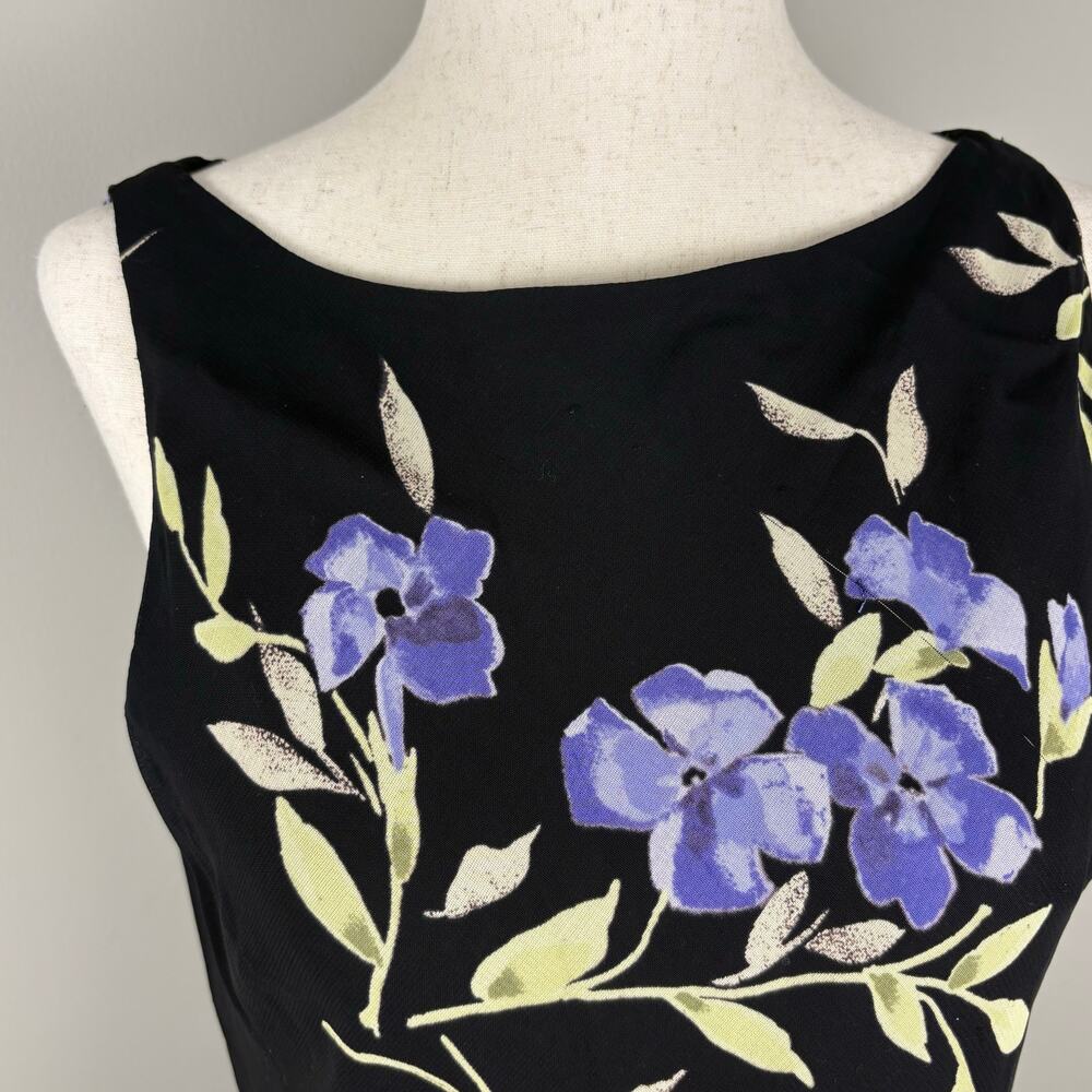 Y2K Jones Wear Dress Black Floral Coquette Whimsigoth Vintage 90s Women's 6 - Picture 2 of 7